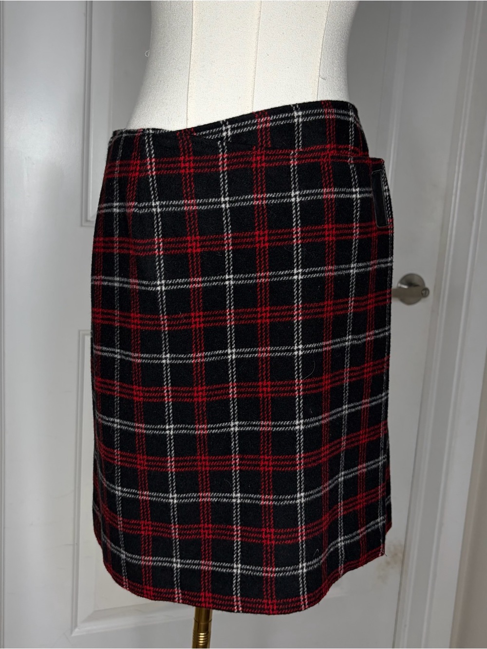 Vintage Y2K Black Red Plaid Mini Skirt Wrap Style Whimsigoth